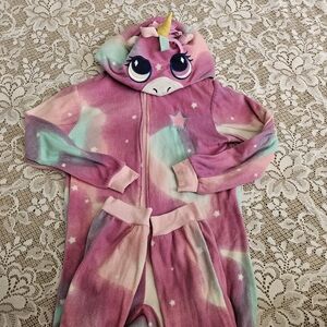 Unicorn zip up hooded one piece